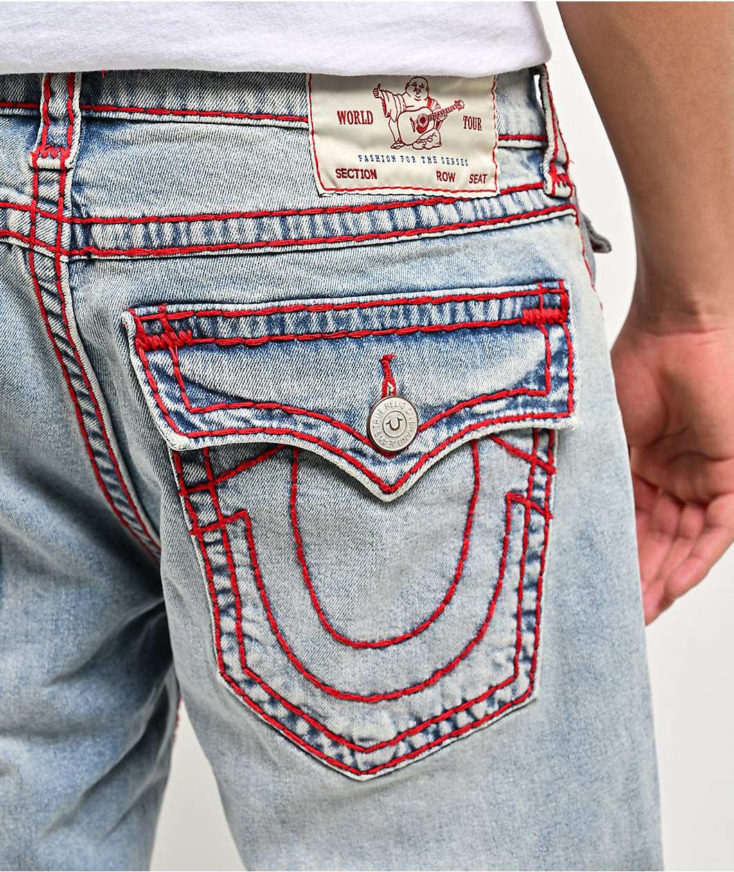 True Religion Bobby Super T Flap Playmaker Faded Indigo Wash Baggy Jeans