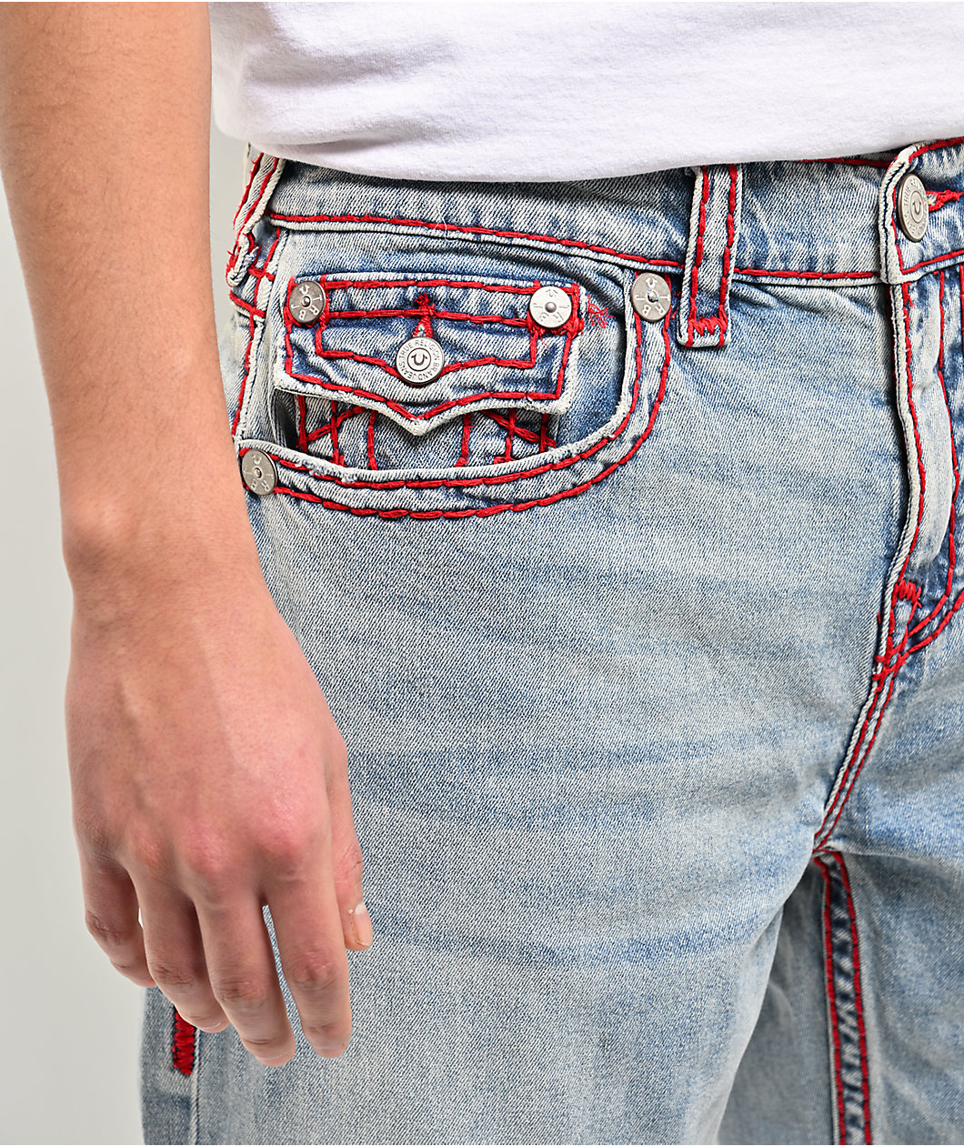 True Religion Bobby Super T Flap Playmaker Faded Indigo Wash Baggy Jeans