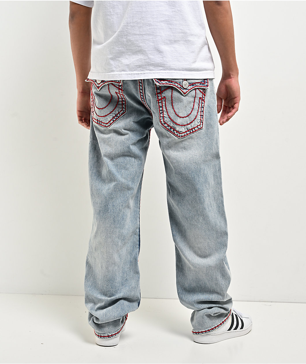 True Religion Bobby Super T Flap Playmaker Faded Indigo Wash Baggy Jeans