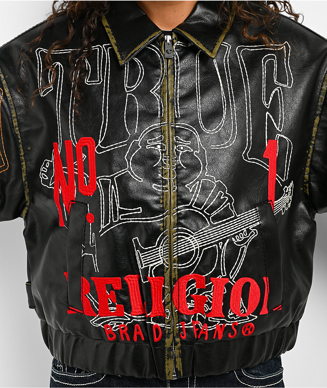 True Religion Buddha Black Faux Leather Jacket
