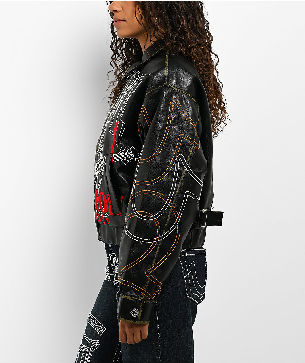 True Religion Buddha Black Faux Leather Jacket