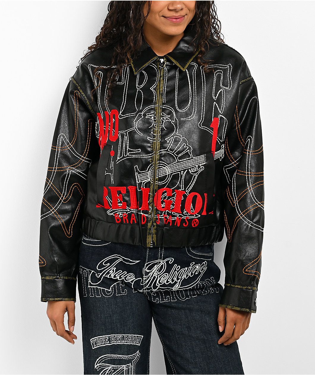 True Religion Buddha Black Faux Leather Jacket