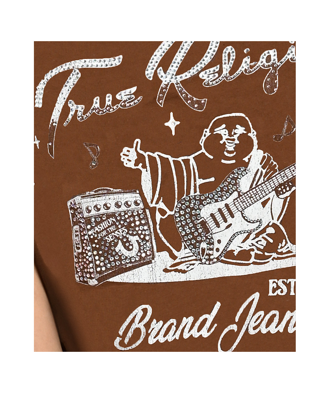 True Religion Buddha Crystal Brown Crop T-Shirt