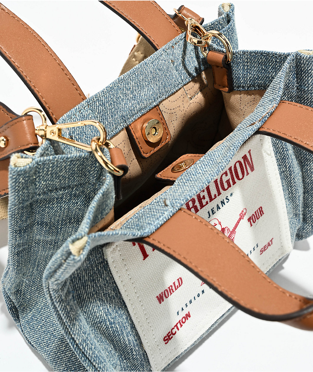 True Religion Buddha Mini Denim Tote Bag