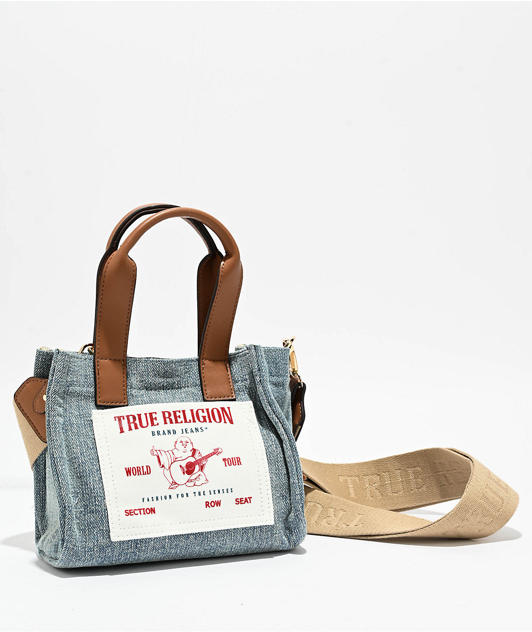 True Religion Buddha Mini Denim Tote Bag