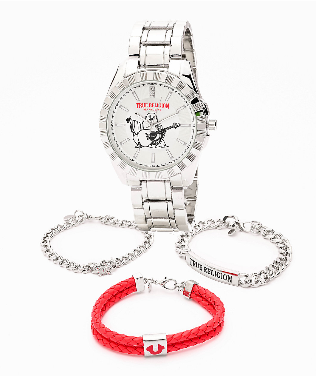 True Religion Buddha Silver Watch & Bracelet Set | MainPlace Mall