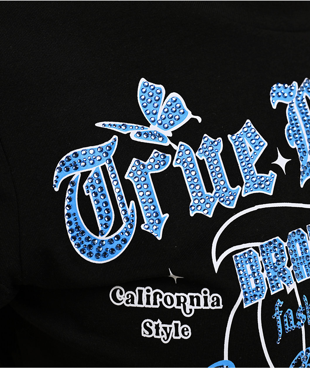 True Religion Butterfly Black Crop T-Shirt