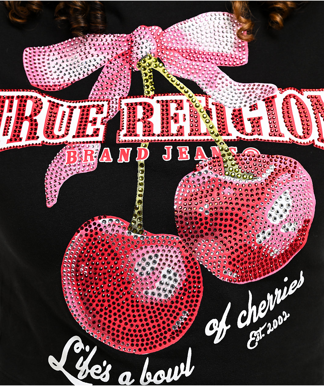True Religion Cherry Black Crop T-Shirt
