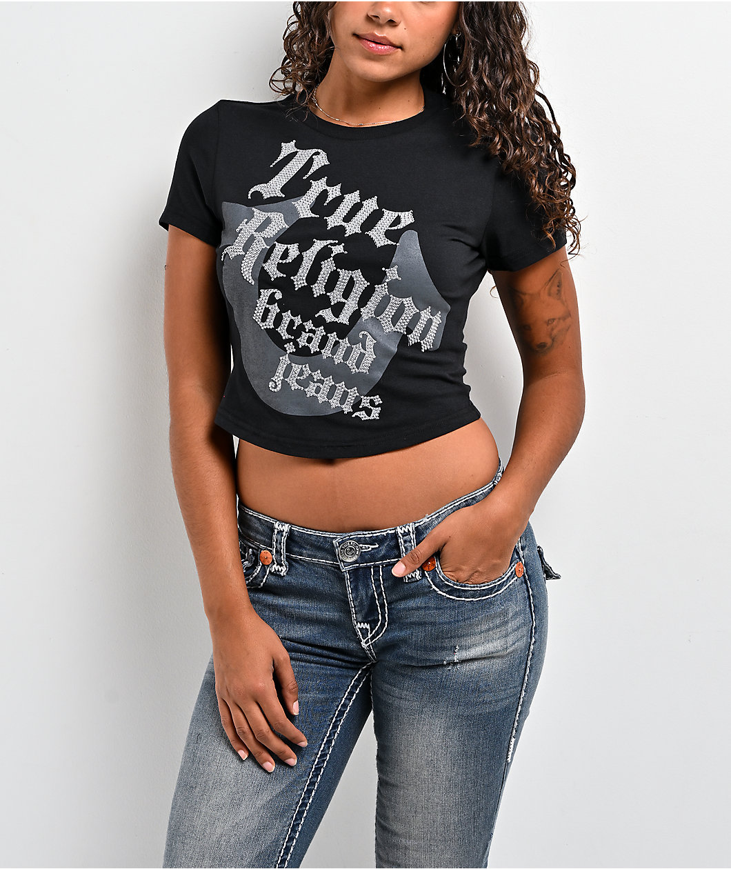 True Religion Classic Black Crop T-Shirt