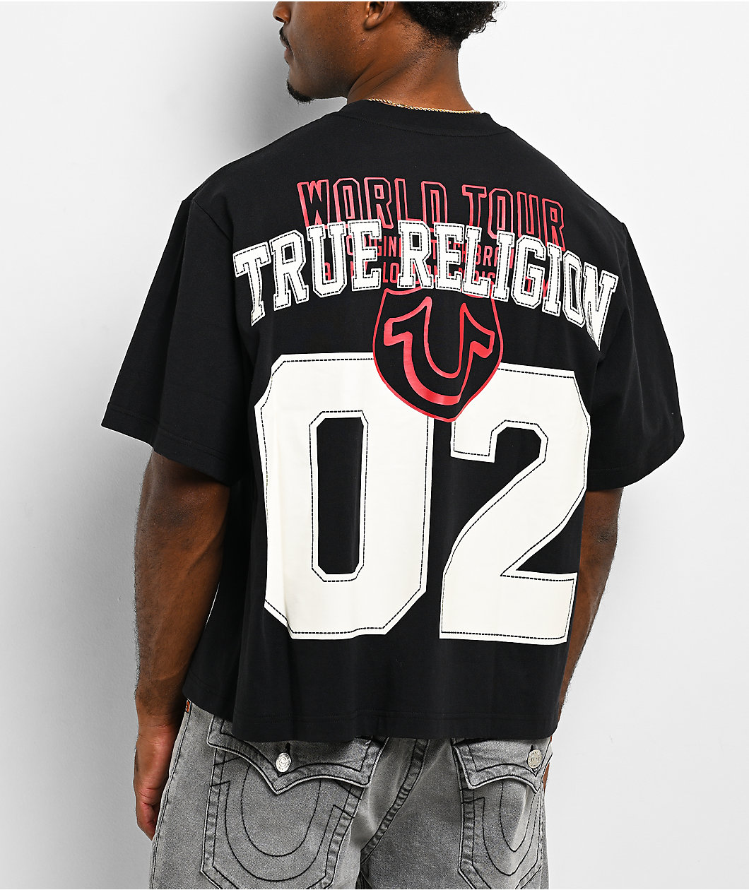 True Religion Collegiate Black Boxy T-Shirt
