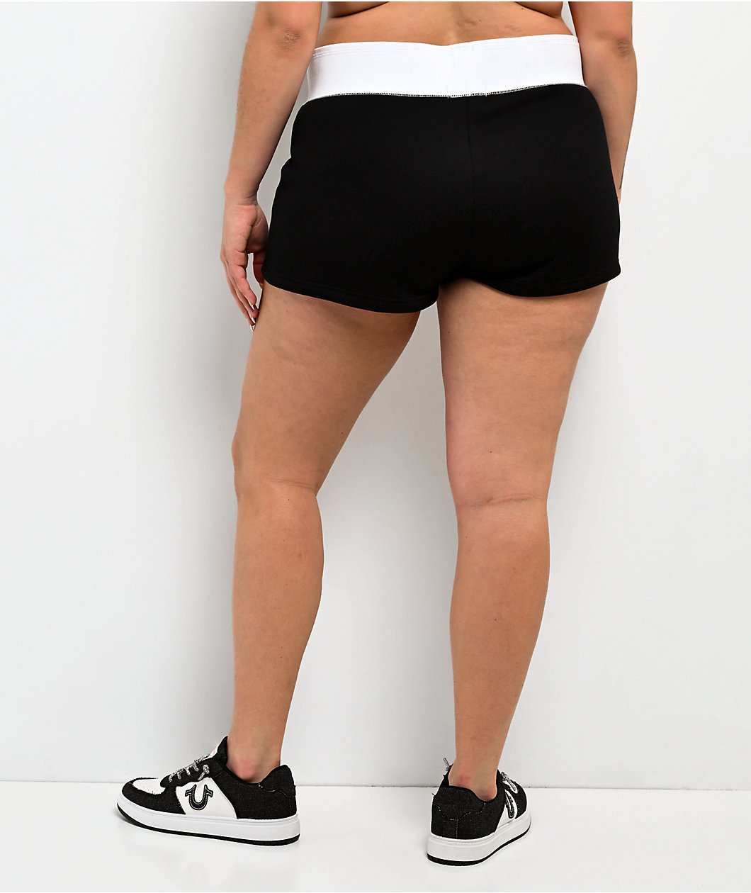 True Religion Contrast Sporty Black Sweat Shorts