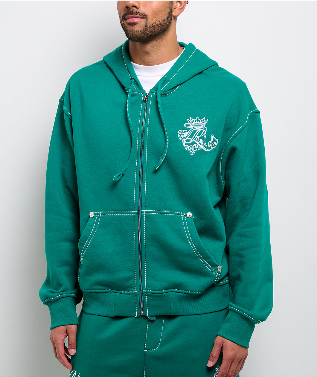 True Religion Crest Big T Oak Leaf Zip Hoodie