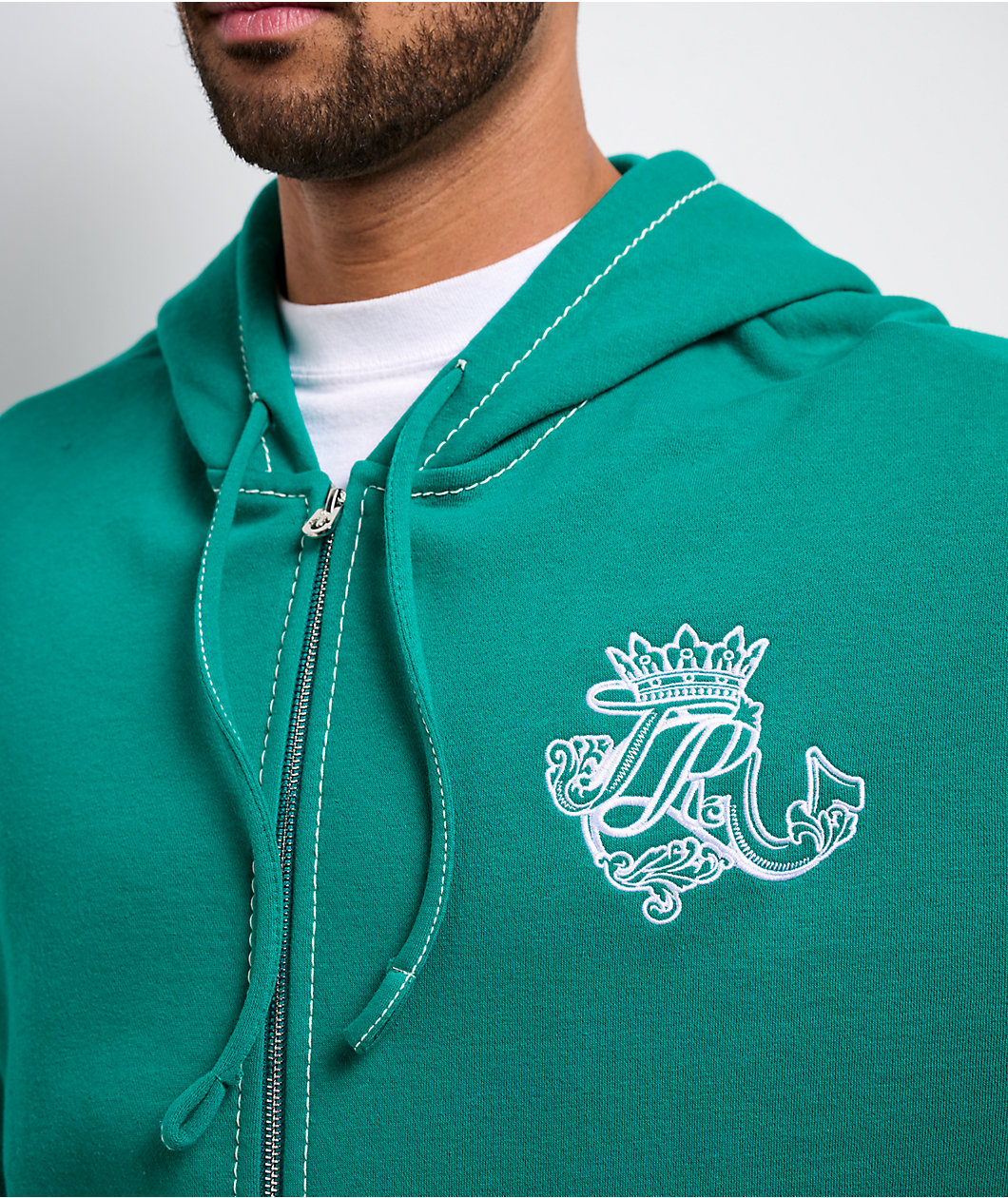 True Religion Crest Big T Oak Leaf Zip Hoodie