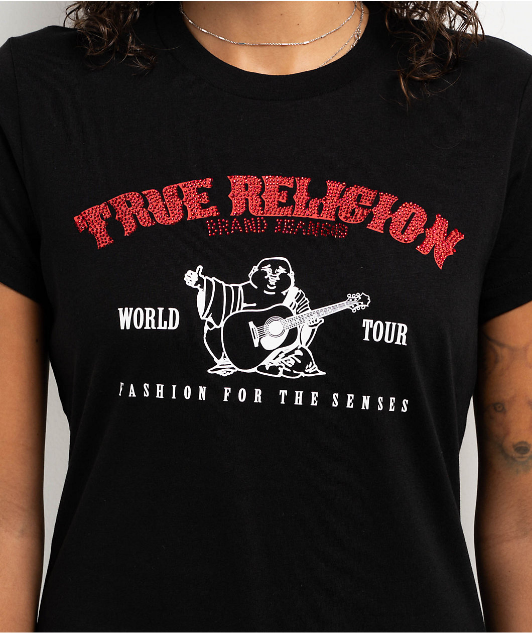 True Religion Crystal Arch Logo Black T-Shirt