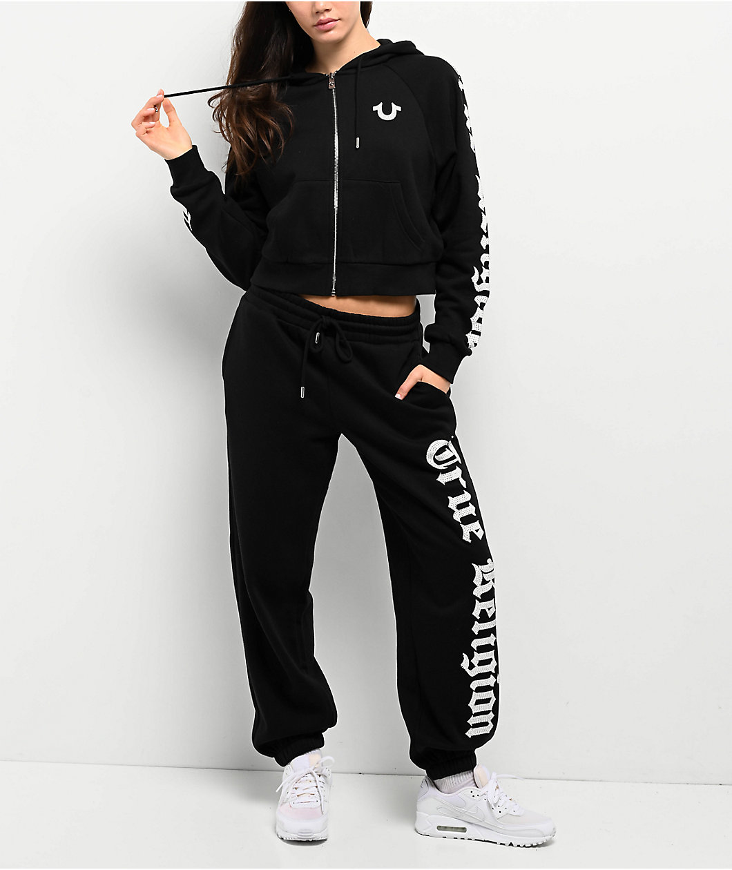 True Religion Crystal Black Boyfriend Jogger Sweatpants