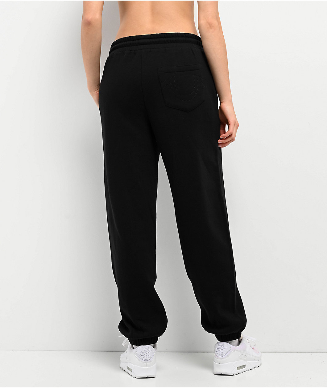 True Religion Crystal Black Boyfriend Jogger Sweatpants