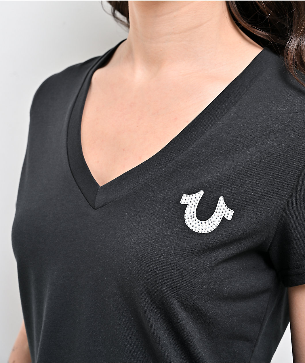 True Religion Crystal Black V-Neck T-Shirt