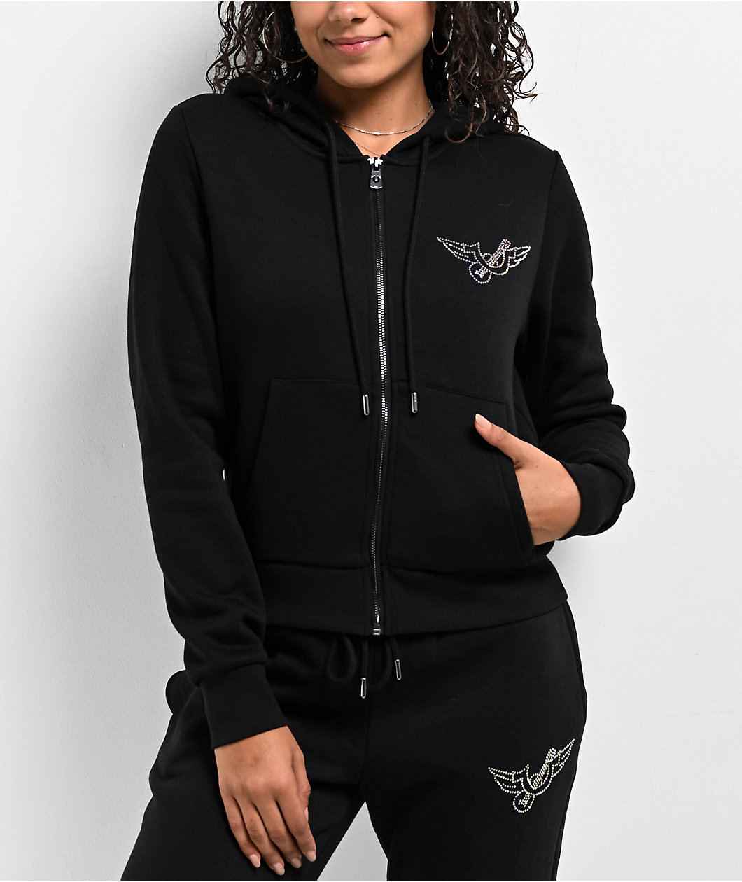 True Religion Crystal Black Zip Hoodie