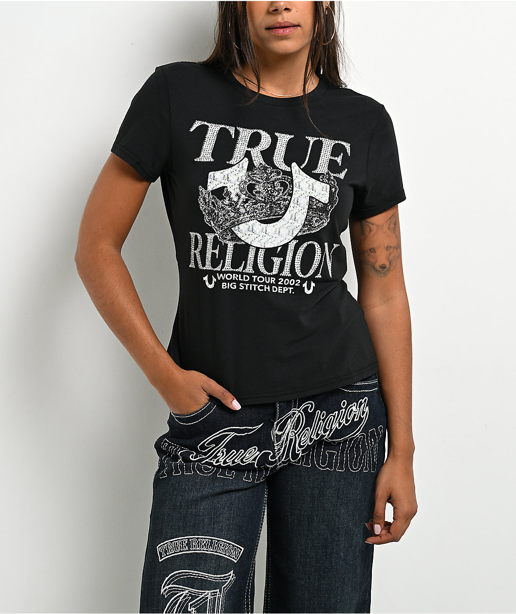 True Religion Crystal Crown Black T-Shirt