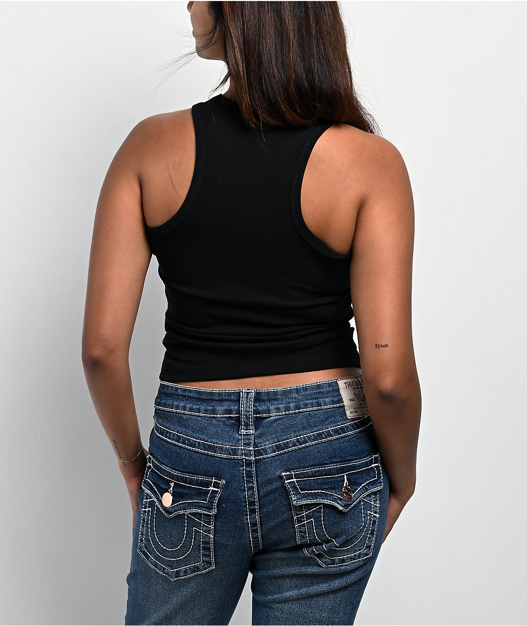True Religion Crystal Goddess Black Tank Top