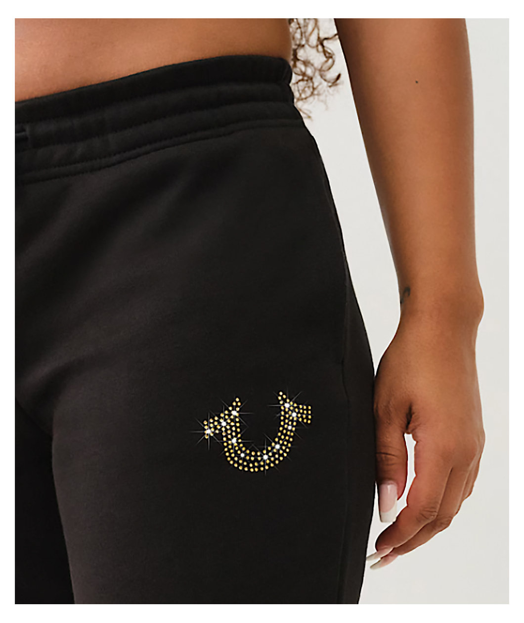 True Religion Crystal Horseshoe Black Jogger Sweatpants