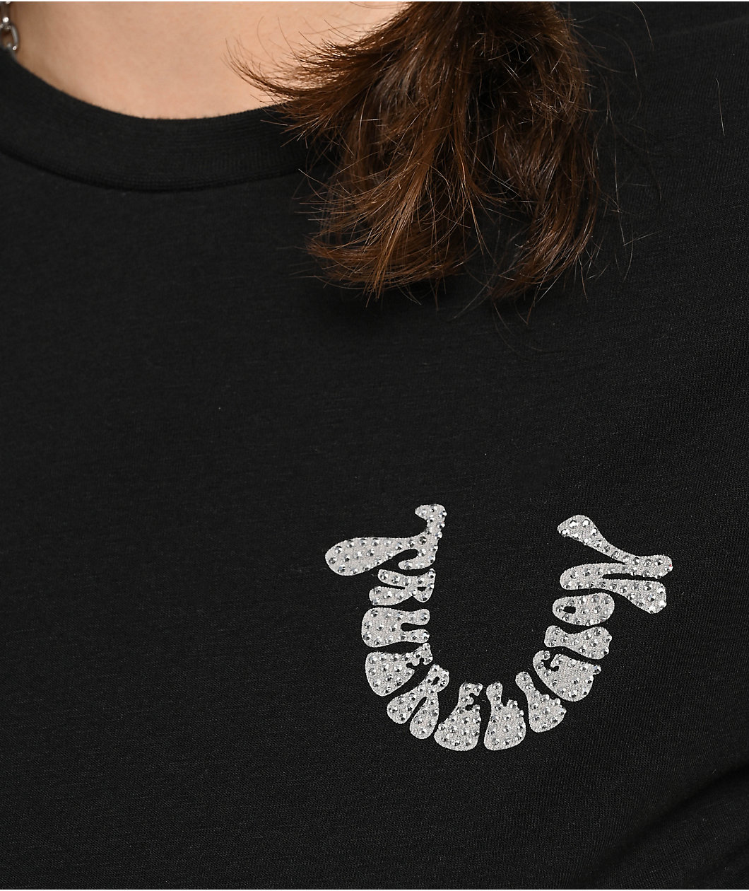 True Religion Crystal Horseshoe Black T-Shirt