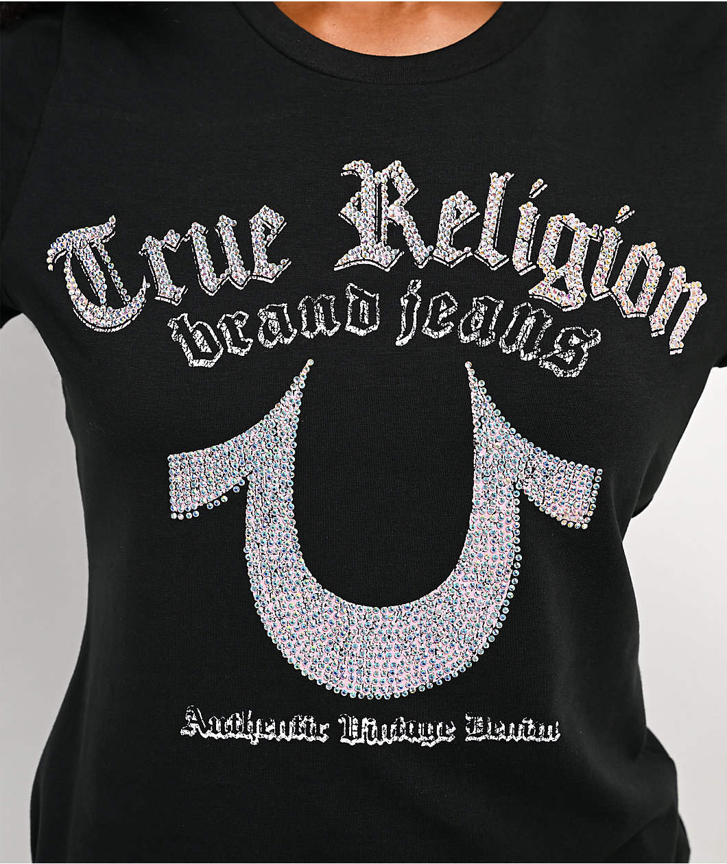 True Religion Crystal Horseshoe Black T-Shirt