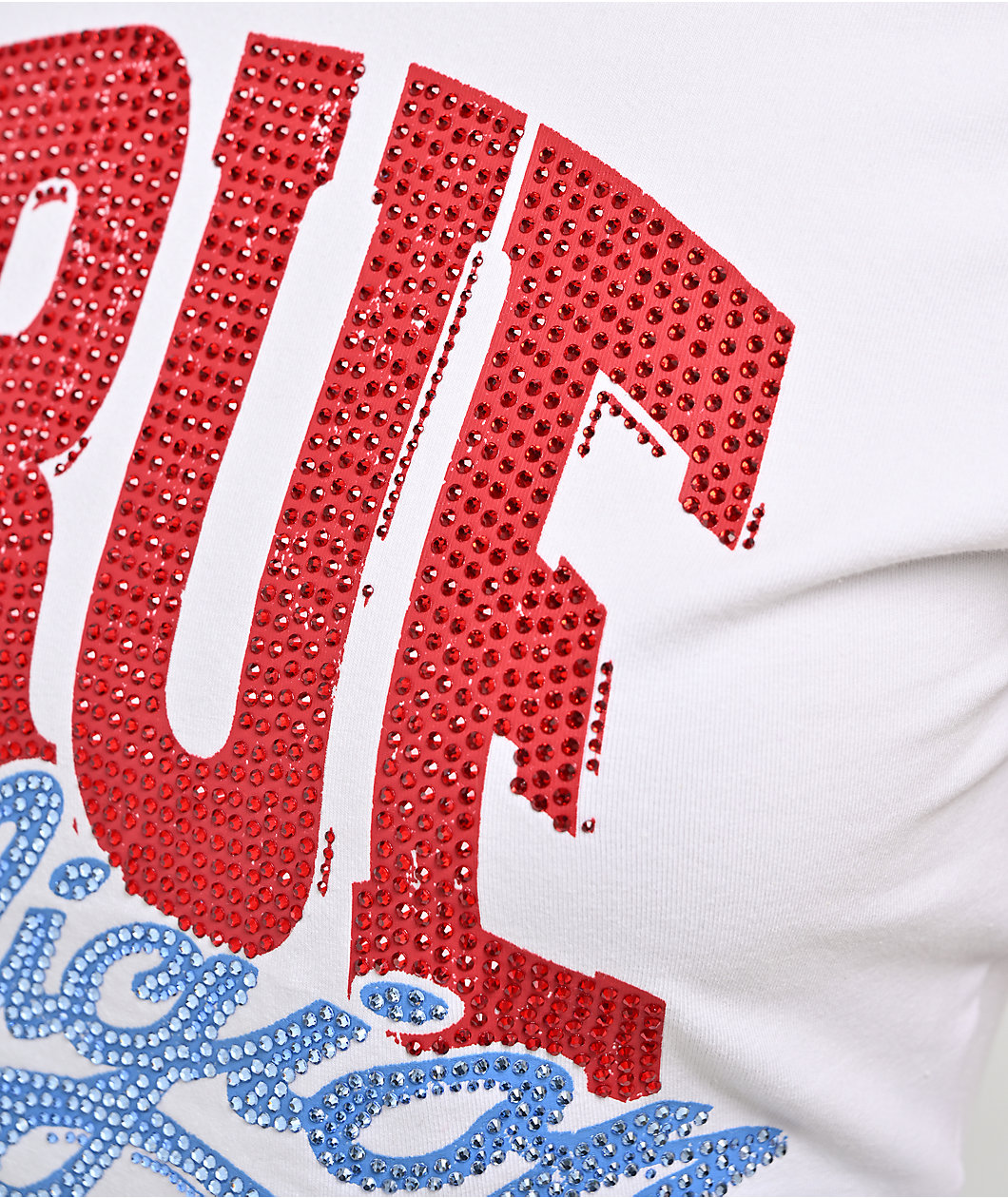 True Religion Crystal Logo White Crop T-Shirt