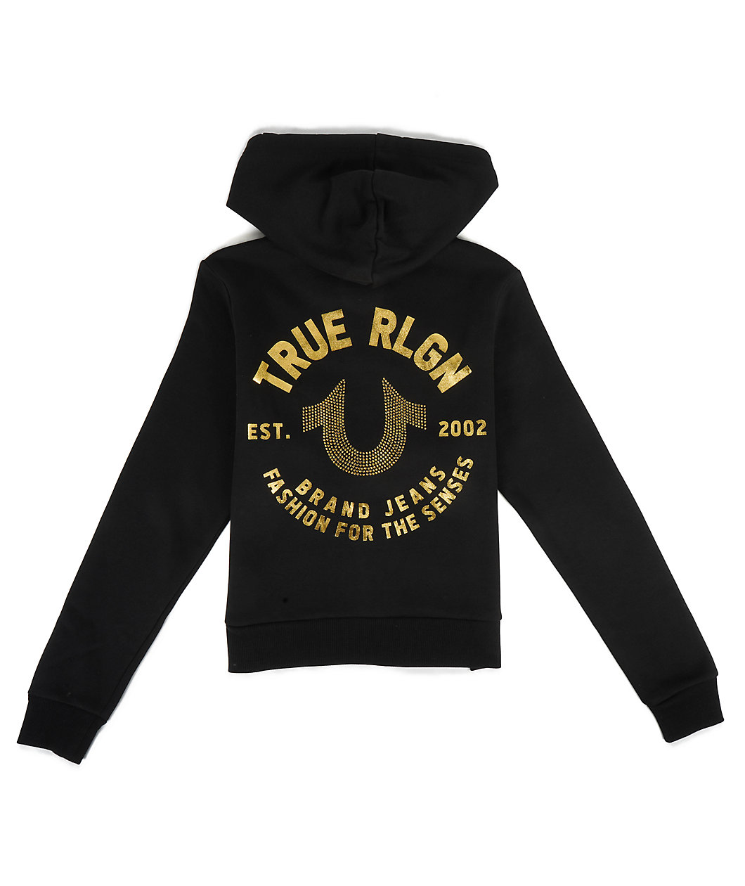 True Religion Crystal Metallic Logo Black Zip Hoodie