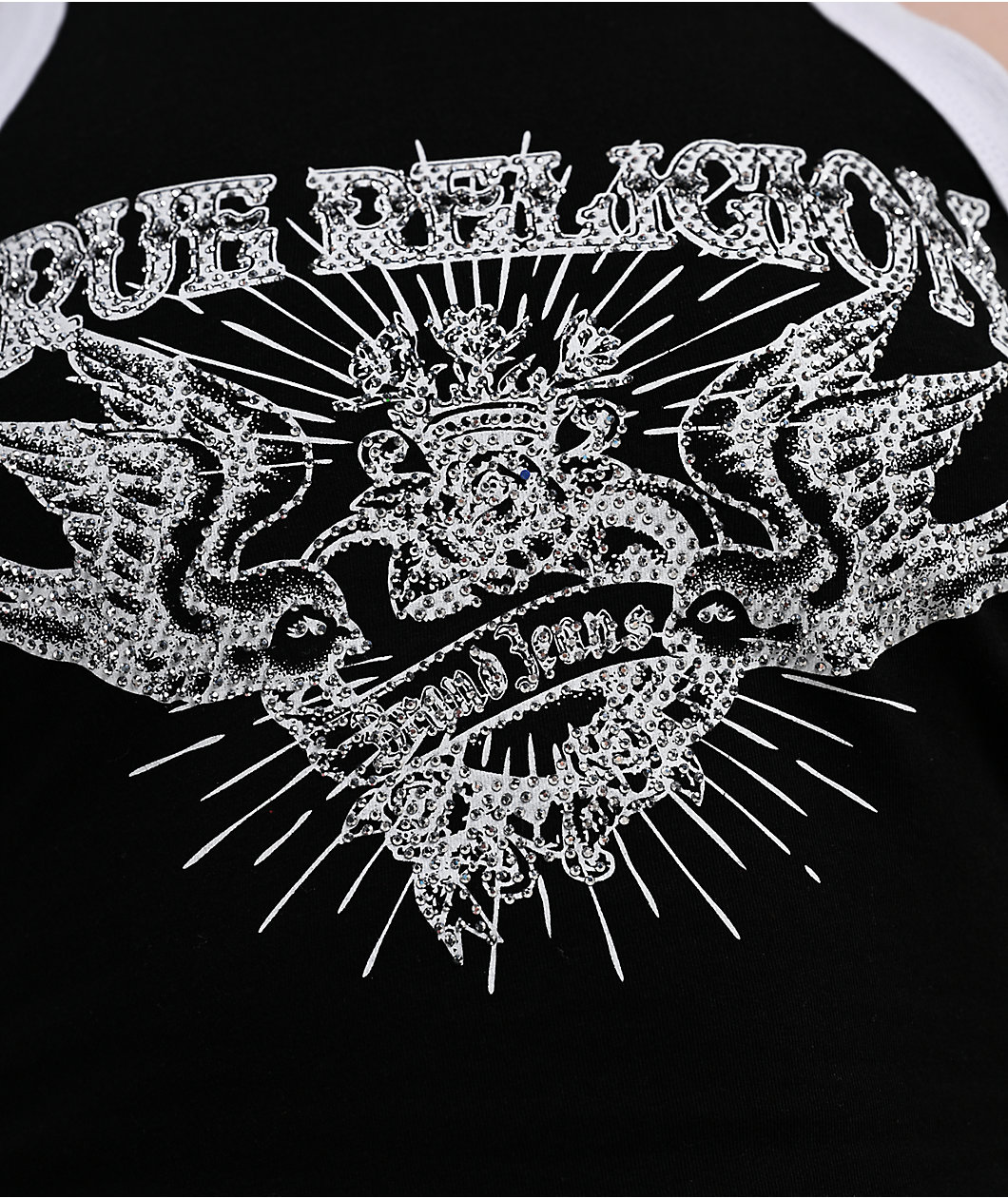 True Religion Crystal Racer Black & White Ringer Tank Top