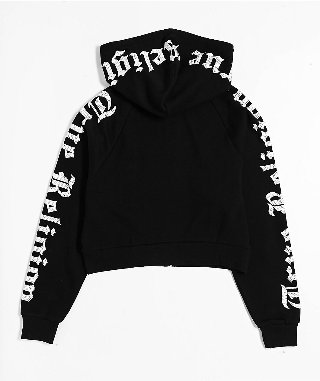 True Religion Crystal Relaxed Black Zip Hoodie