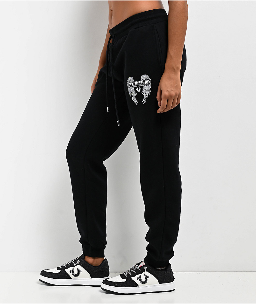 True Religion Crystal Wing Black Jogger Sweatpants