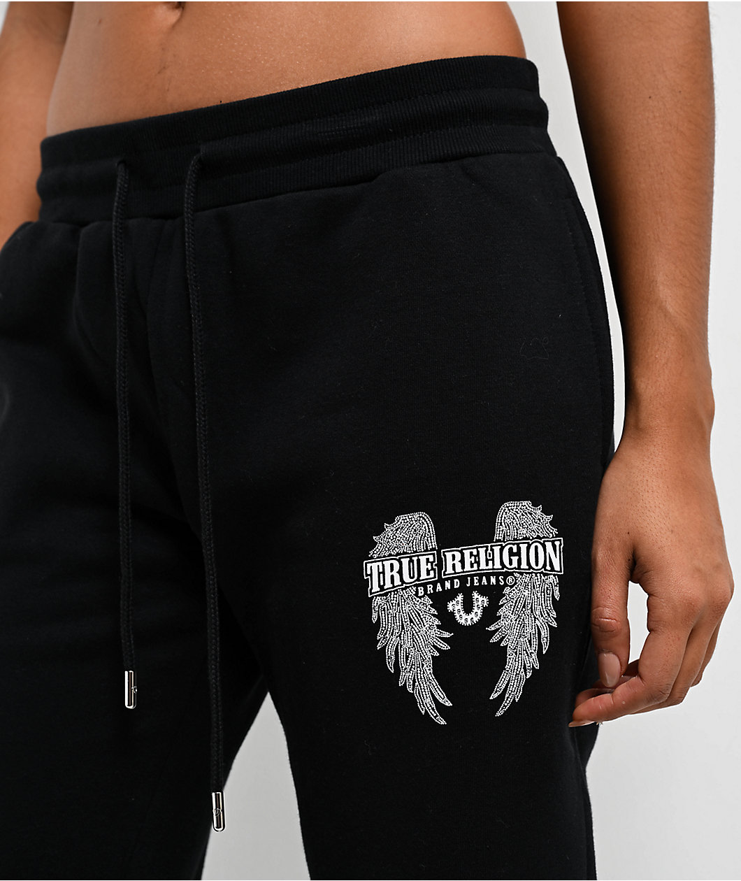 True Religion Crystal Wing Black Jogger Sweatpants