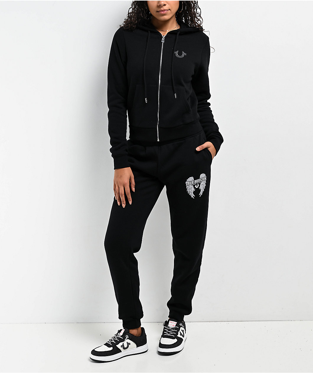 True Religion Crystal Wing Black Jogger Sweatpants