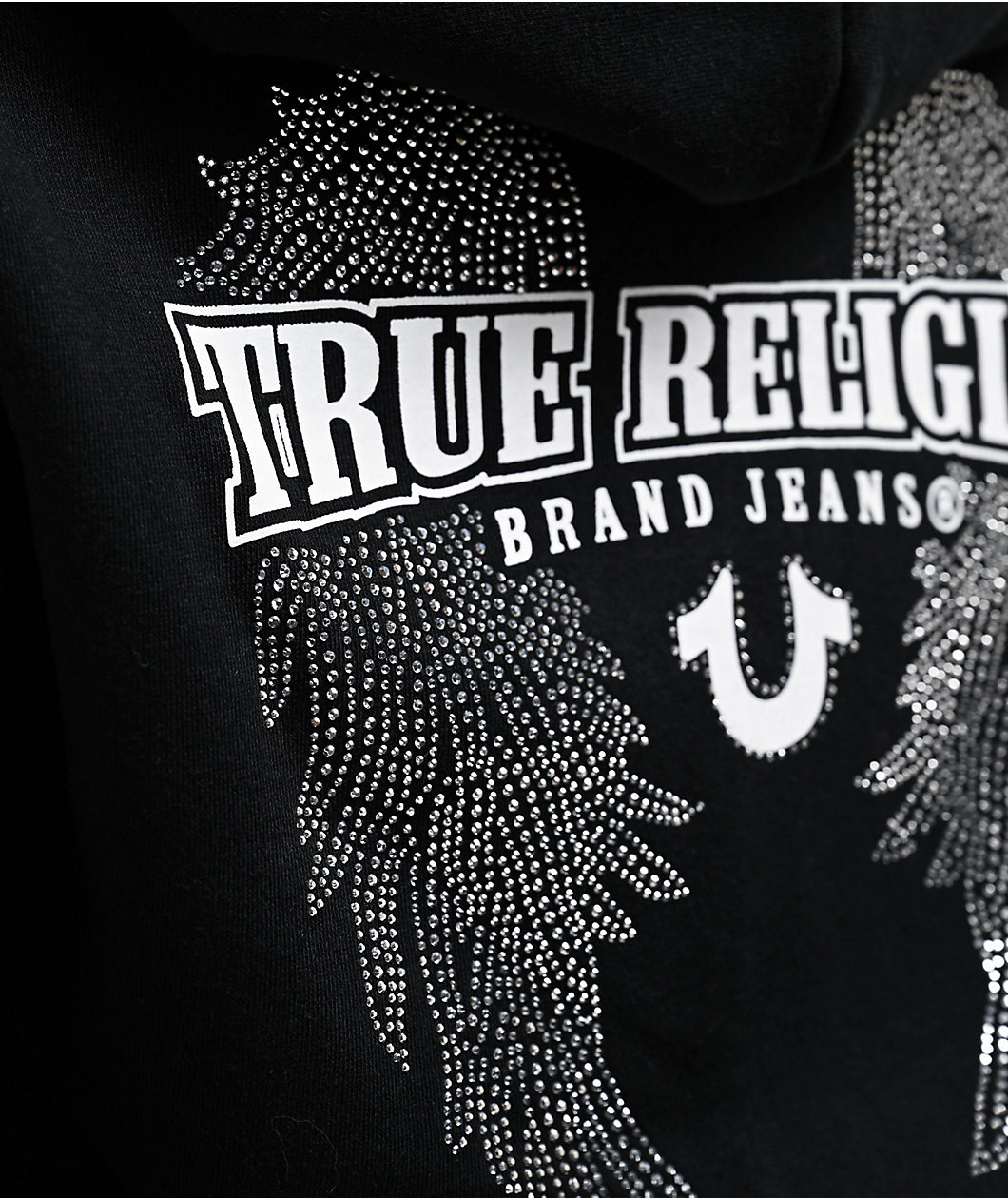 True Religion Crystal Wing Black Zip Hoodie