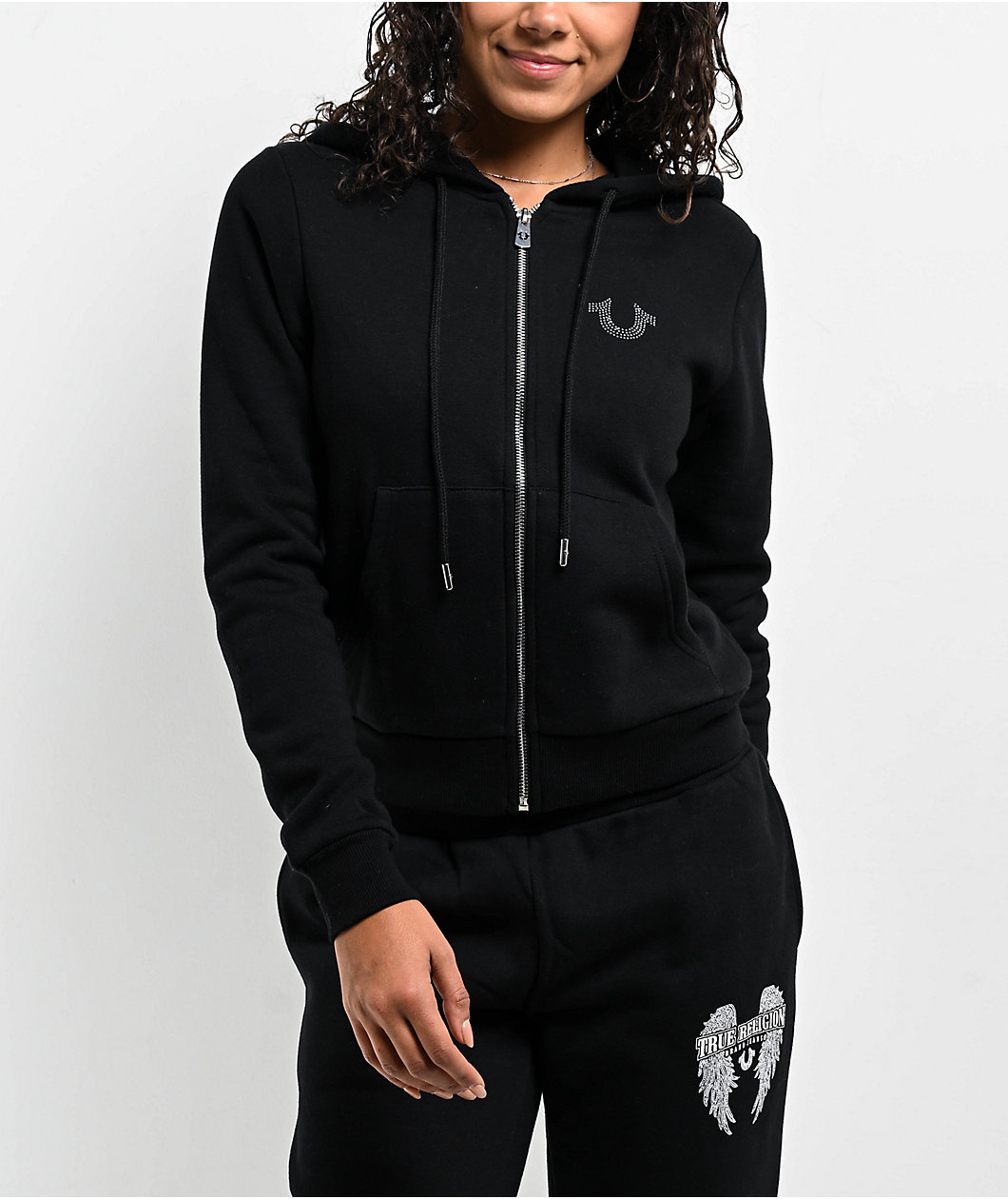 True Religion Crystal Wing Black Zip Hoodie