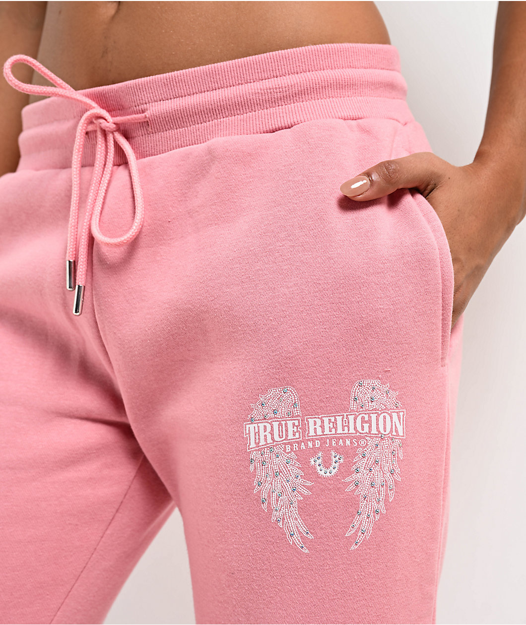 True Religion Crystal Wing Pink Jogger Sweatpants