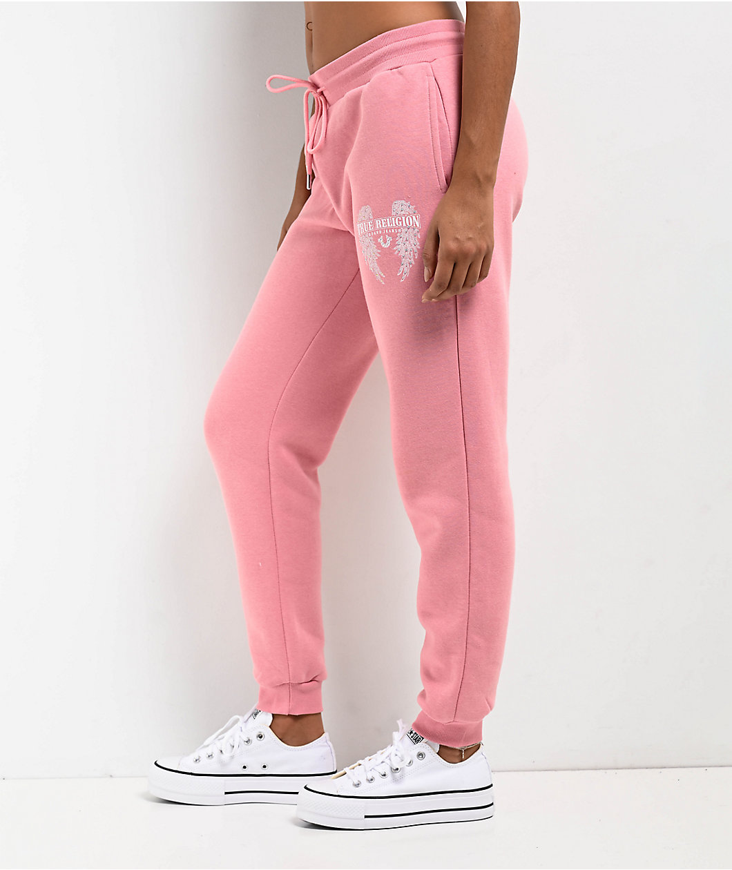 True Religion Crystal Wing Pink Jogger Sweatpants