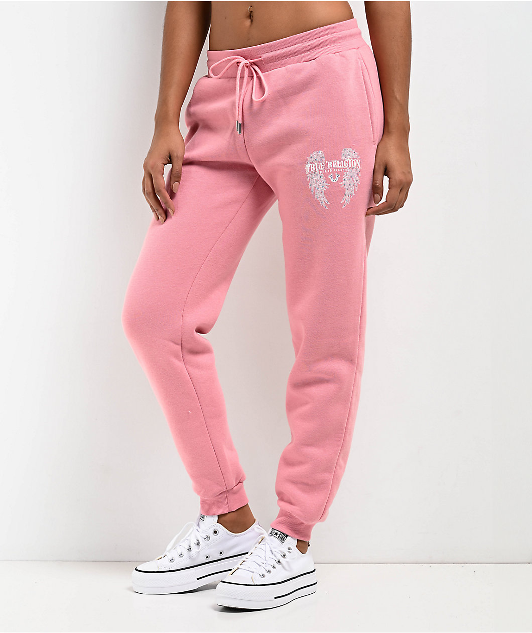 True Religion Crystal Wing Pink Jogger Sweatpants