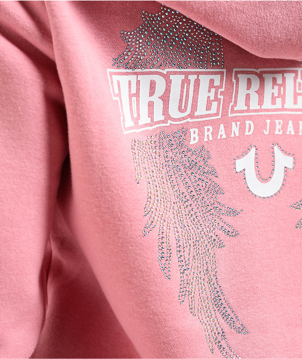 True Religion Crystal Wing Rosebud Crop Zip Hoodie