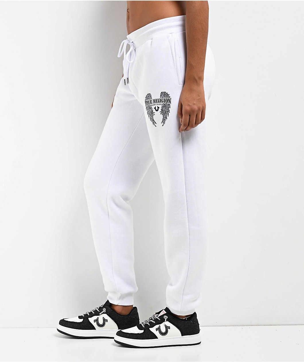 True Religion Crystal Wing White Jogger Sweatpants