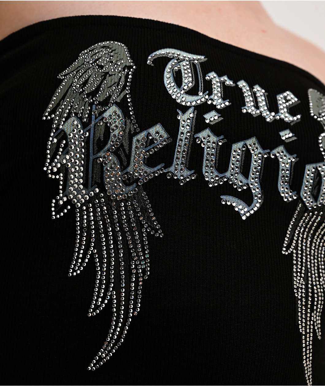 True Religion Crystal Wings Black Tube Top