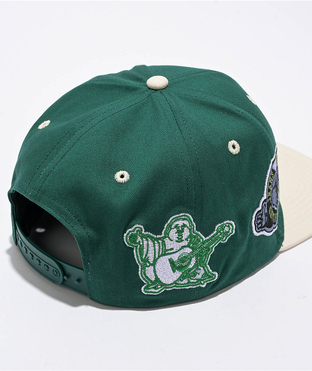 True Religion Embroidered Multi Logo Dark Jade Green Snapback Hat