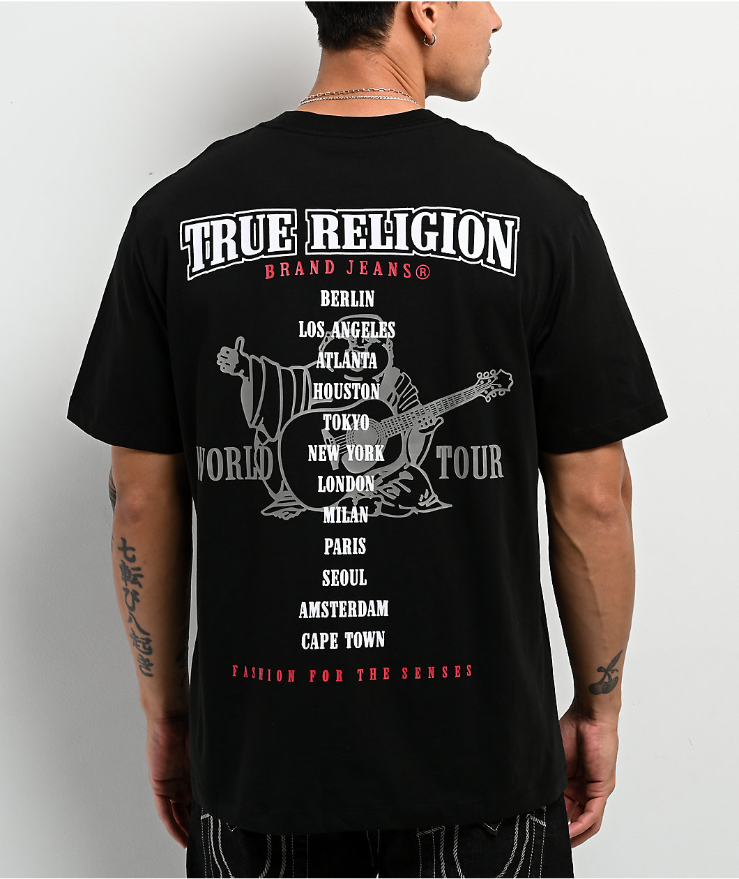 True Religion Flocked World Tour Black T-Shirt