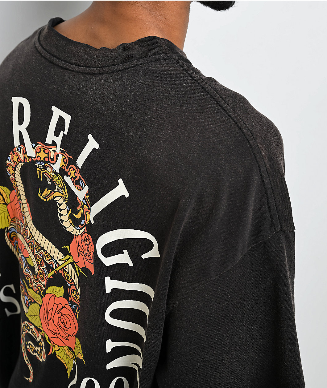 True Religion Floral Snake Black Wash T-Shirt