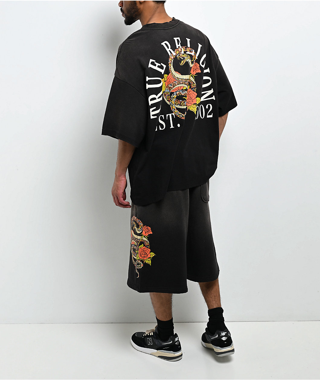 True Religion Floral Snake Black Wash T-Shirt