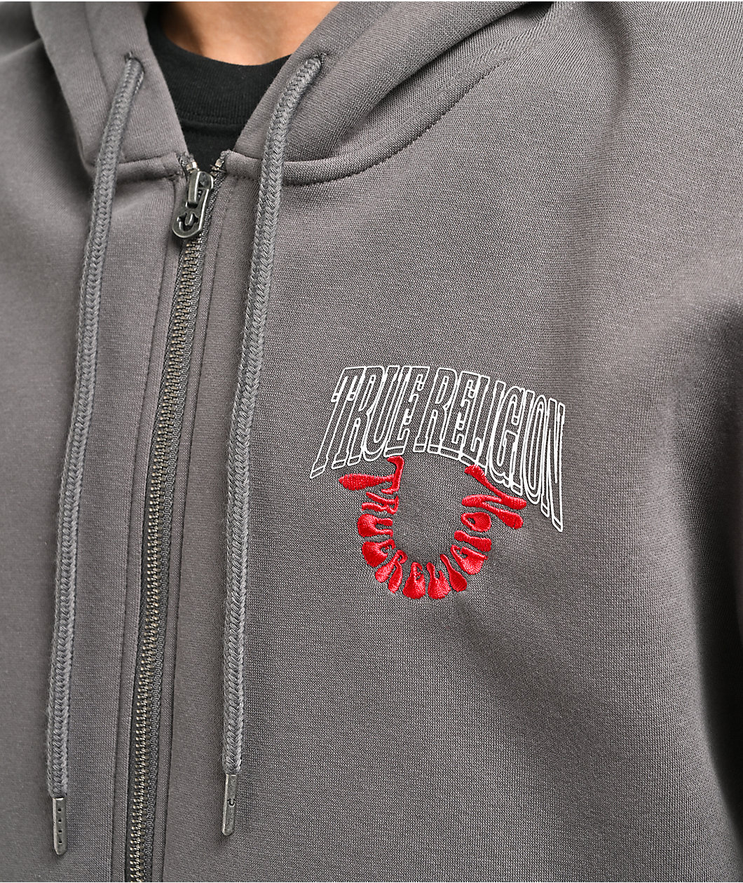 True Religion Groovy Buddha Grey Zip Hoodie