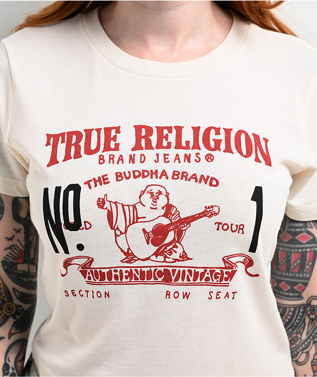 True Religion Heritage Burnout White Crop T-Shirt