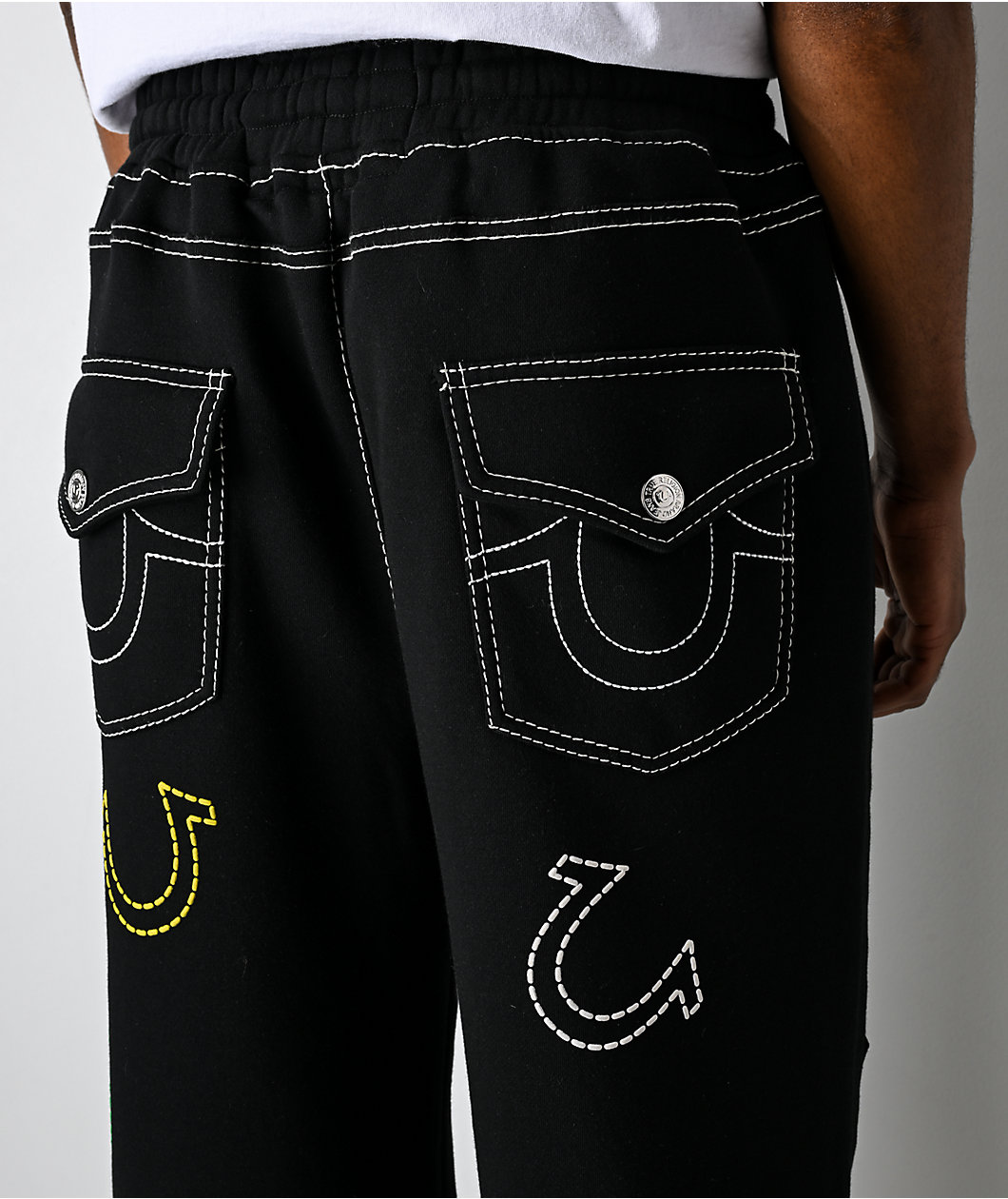 True Religion Horseshoe Big T Black Baggy Sweatpants