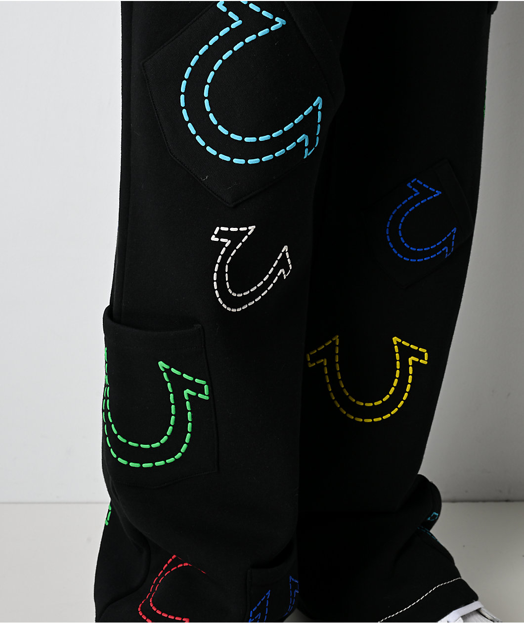 True Religion Horseshoe Big T Black Baggy Sweatpants
